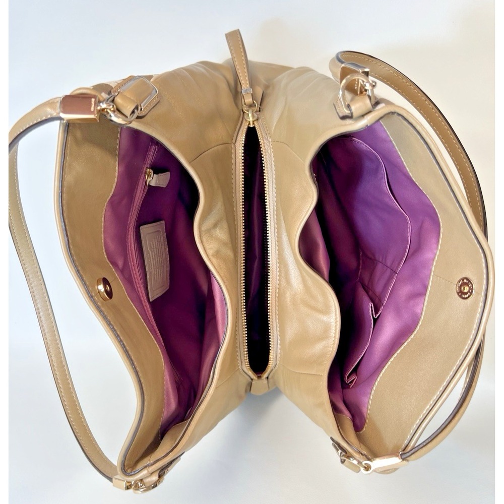 Coach Madison Phoebe Op Art Gold Sateen Purple Interior Shoulder Bag 26448 - Picture 10 of 15